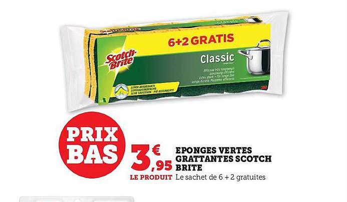 éponges Vertes Grattantes Scotch Brite