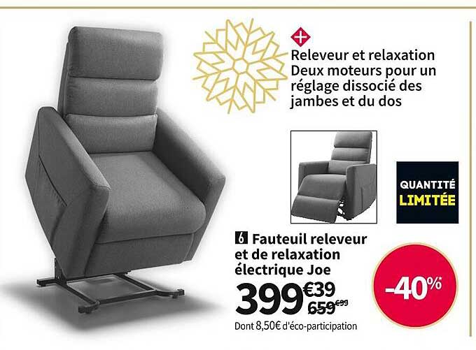 fauteuil releveur et de relaxation électrique joe