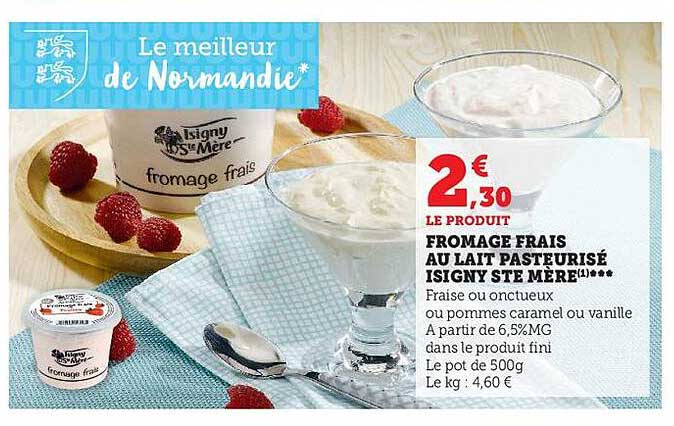 fromage frais au lait pasteurisé isigny ste mère