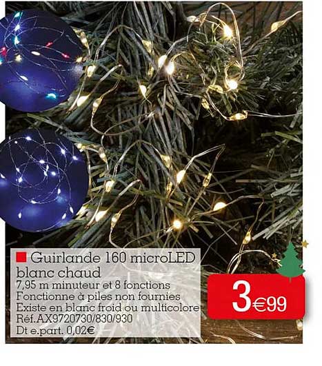 guirlande 160 microled blanc chaud