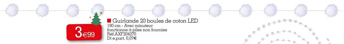 Guirlande 20 Boules De Coton Led