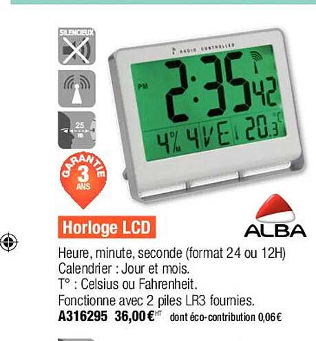 horloge lcd alba
