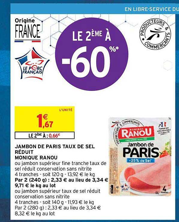 jambon de paris taux de sel réduit monique ranou
