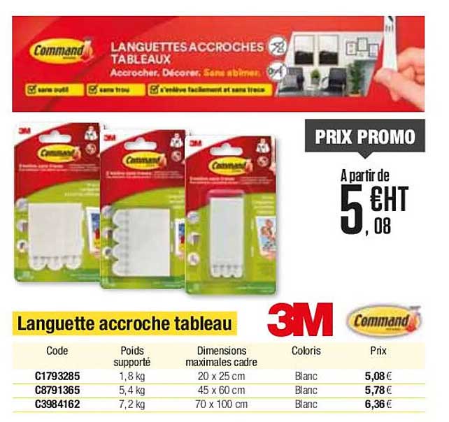 languette accroche tableau 3m command