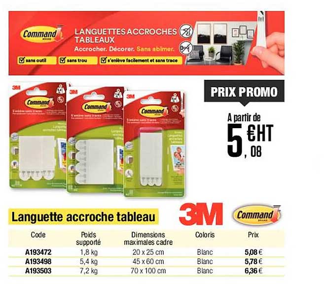 languette accroche tableau 3m command