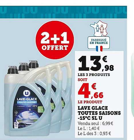 lave glace toutes saisons -15° 5l u 2+1 offert