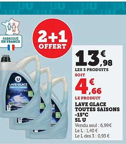 lave glace toutes saisons -15°c 5l u