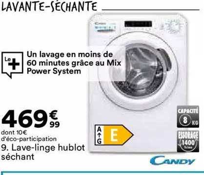 lave-linge hublot séchant candy