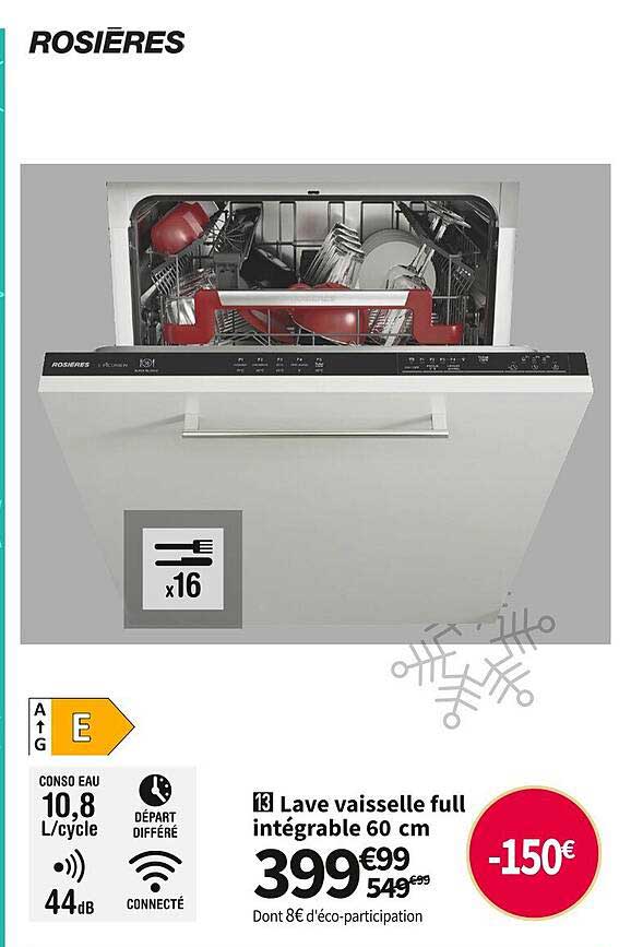 lave vaisselle full intégrable 60 cm rosières