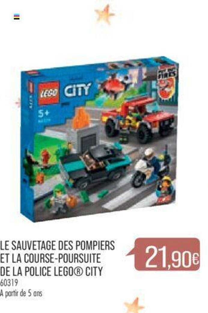 le sauvetage des pompiers et la course-poursuite de la police lego city