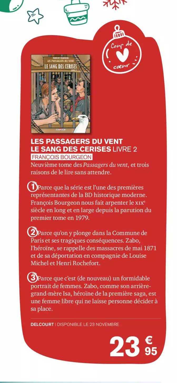 les passagers du vent le sang de cerises livre 2 françois bourgeon