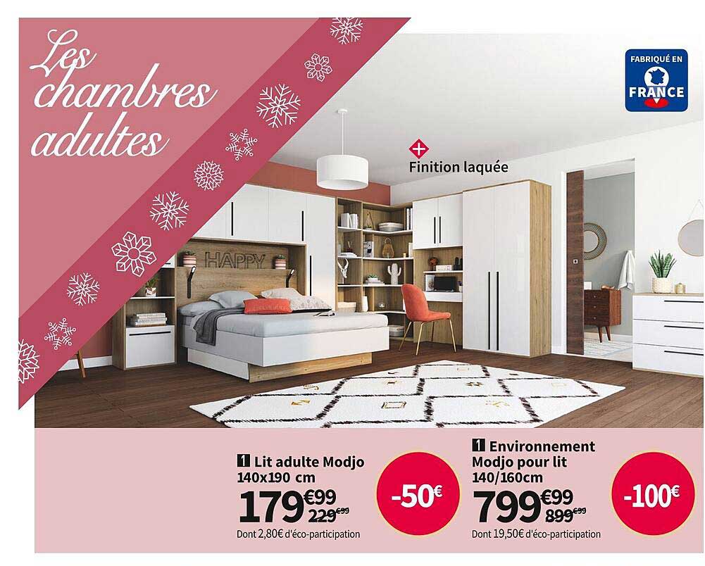 lit adulte modjo 140x190 cm environnement modjo pour lit 140 160cm