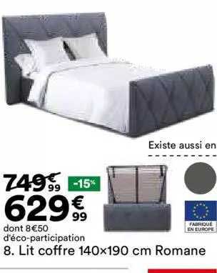 lit coffre 140x190 cm romane