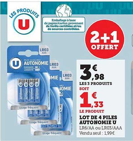 lot de 4 piles autonomie u