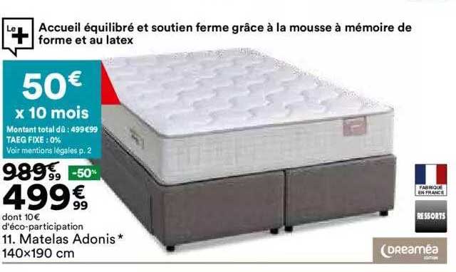 matelas adonis 140x190cm dreaméa