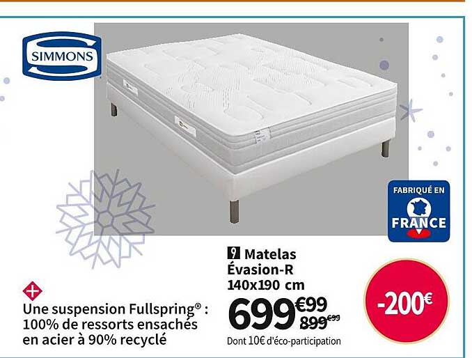 matelas évasion-r 140x190 cm simmons
