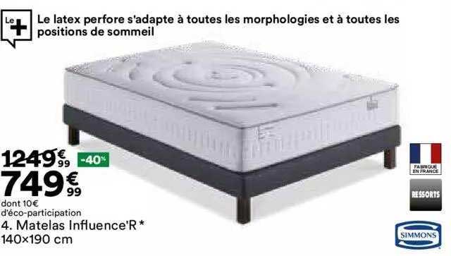 matelas influence'r* 140x190cm