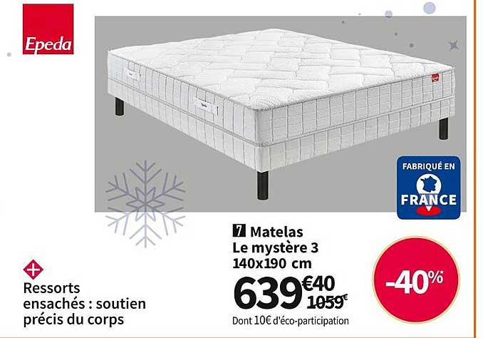 matelas le mystère 3 140x190 cm epeda