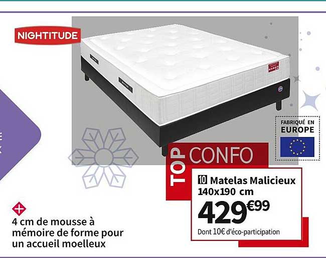 matelas malicieux 140x190 cm nightitude