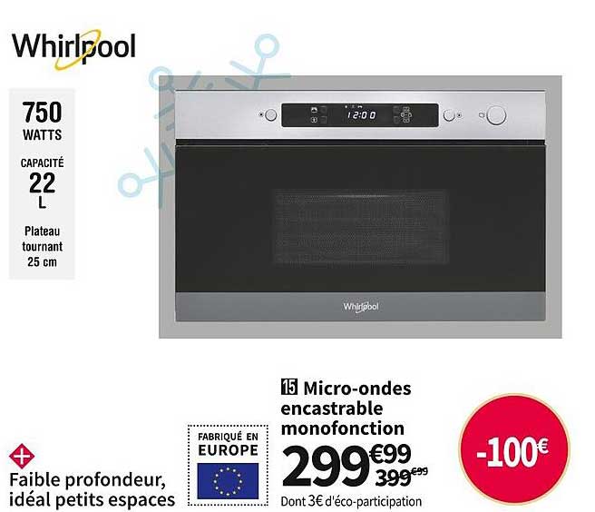 micro-ondes encastrable monofonction whirlpool