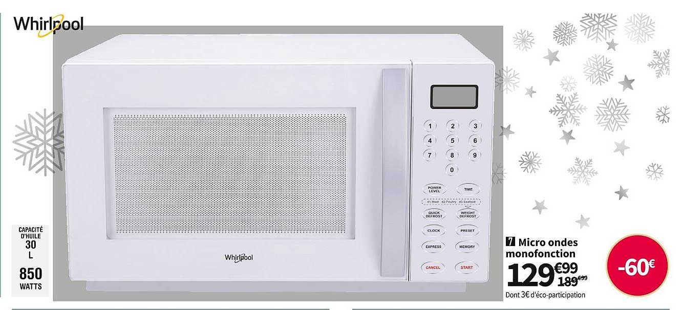 micro ondes monofonction whirlpool