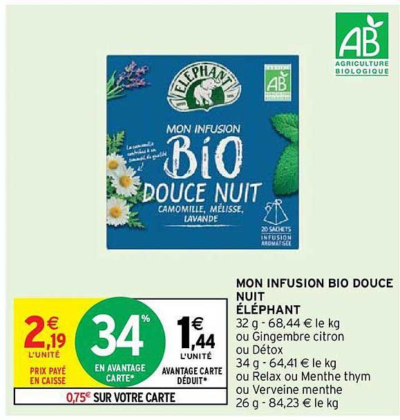mon infusion bio douce nuit éléphant
