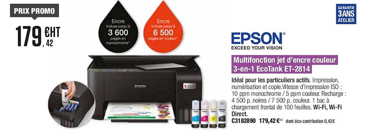 multifonction jet d'encre couleur 3-en-1 ecotank et-2814 epson