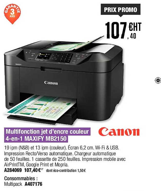 multifonction jet d'encre couleur 4-en-1 maxify mb2150 canon