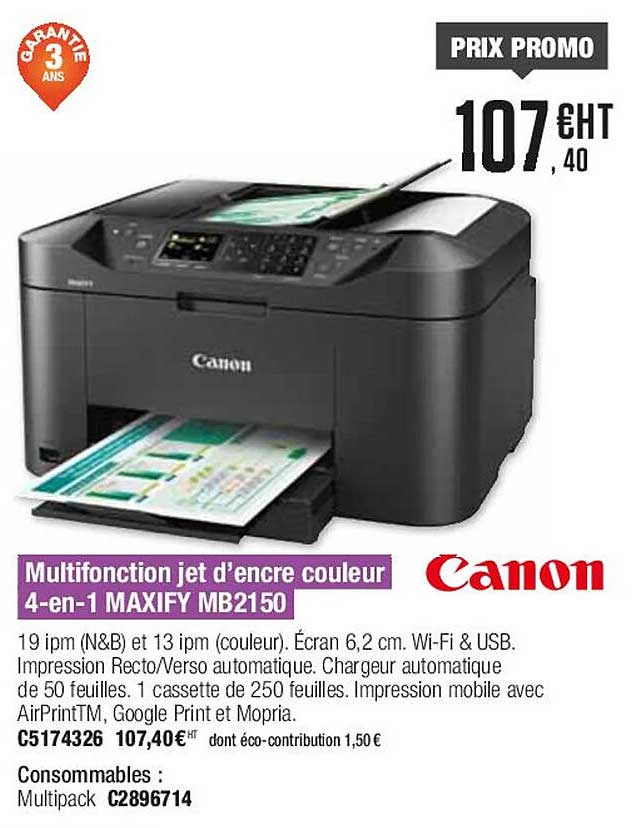 multifonction jet d'encre couleur 4-en-1 maxify mb2150 canon