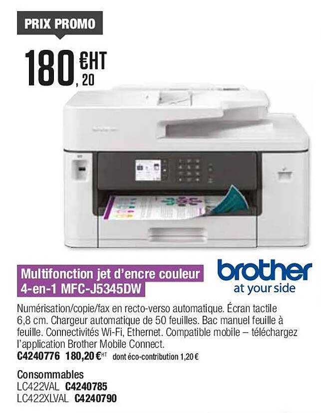 multifonction jet d'encre couleur 4-en-1 mfc-j5345dw brother at your side