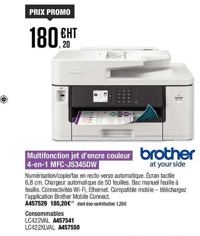 multifonction jet d'encre couleur 4-en-1 mfc-j5345dw brother at your side