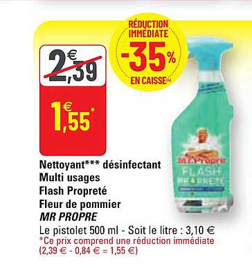 nettoyant désinfectant multi usages flash propreté fleur de pommier mr propre