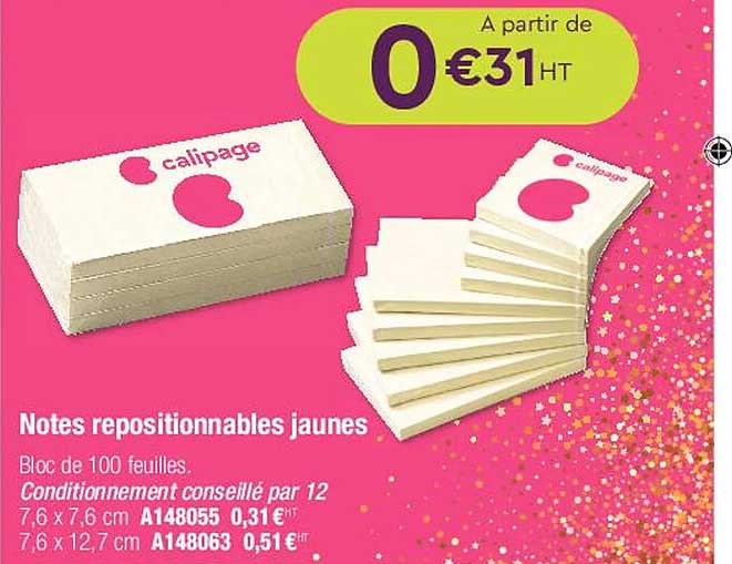 Notes Repositonnables Jaunes Calipage