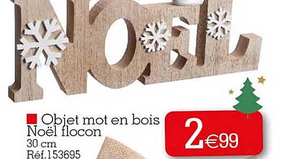 objet mot en bois noël flocon