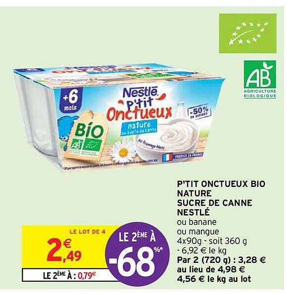 P'tit Onctueux Bio Nature Sucre De Canne Nestlé