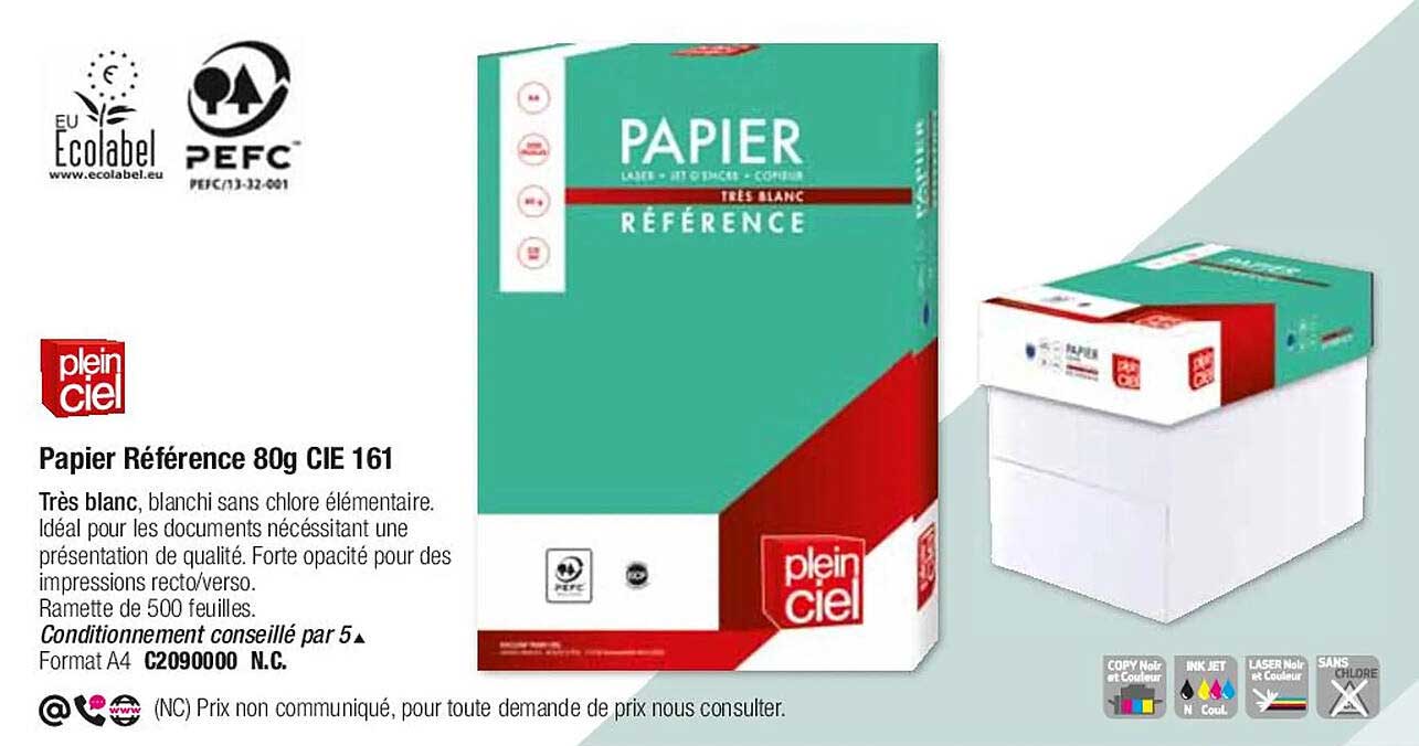 papier référence 80 g cie 161 plein ciel