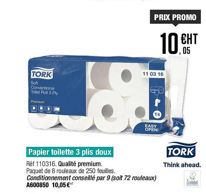 papier toilette 3 plis doux tork