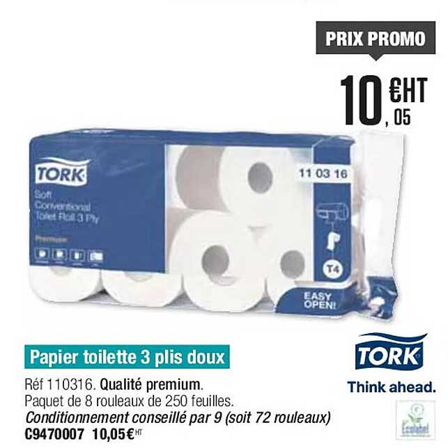 papier toilette 3 plis doux tork