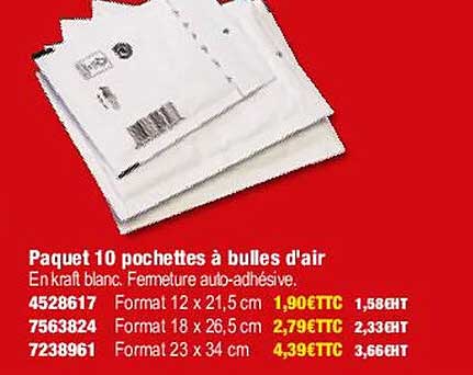 paquet 10 pochettes à bulles d'air
