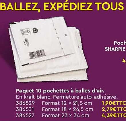 paquet 10 pochettes à bulles d'air