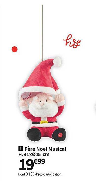 père noël musical h.31xø15 cm