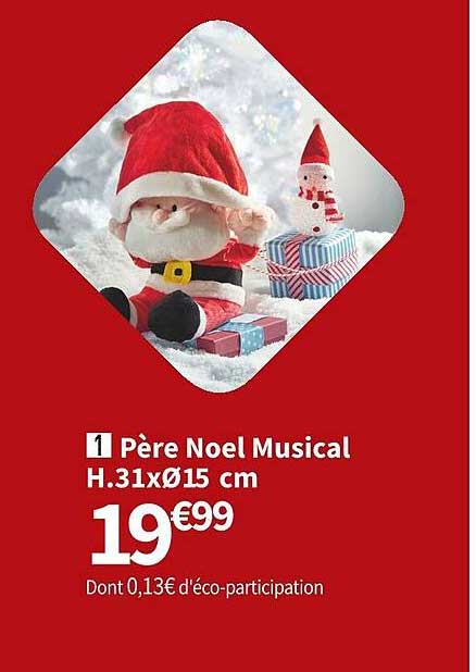 père noël musical h.31xø15 cm