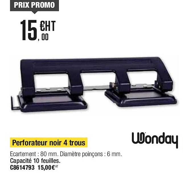 perforateur noir 4 trous wonday