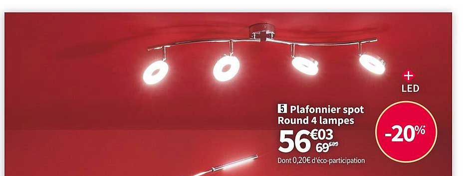 plafonnier spot round 4 lampes