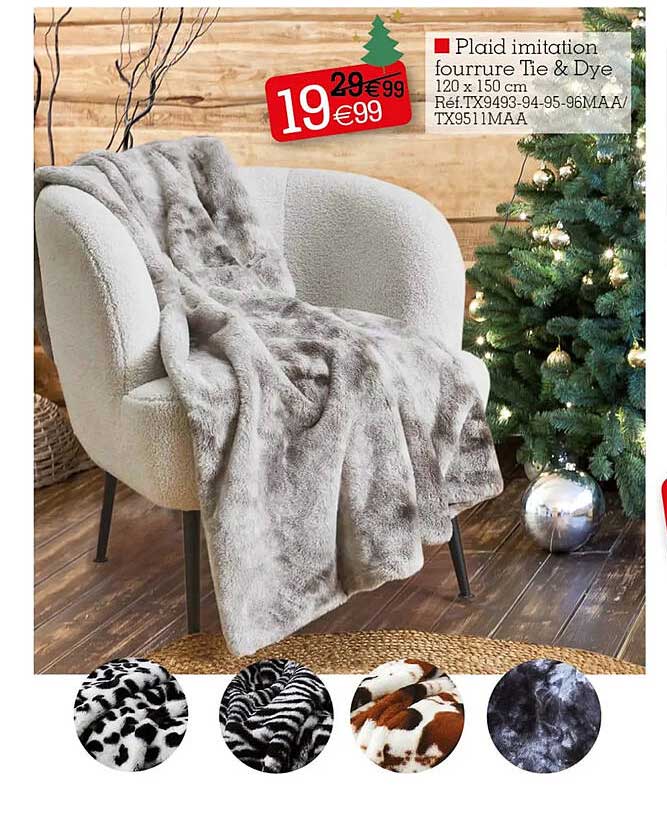 plaid imitation fourrure tie & dye