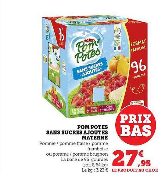 Pom'potes Sans Sucres Ajoutés Materne