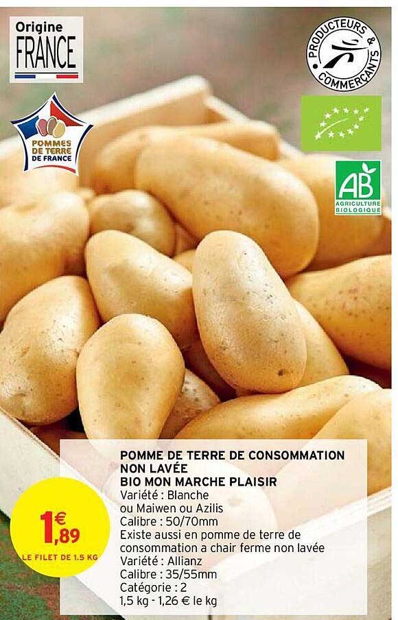 pomme de terre de consommation non lavée bio mon marché plaisir