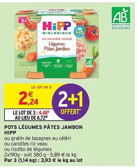 pots légumes pâtes jambon hipp