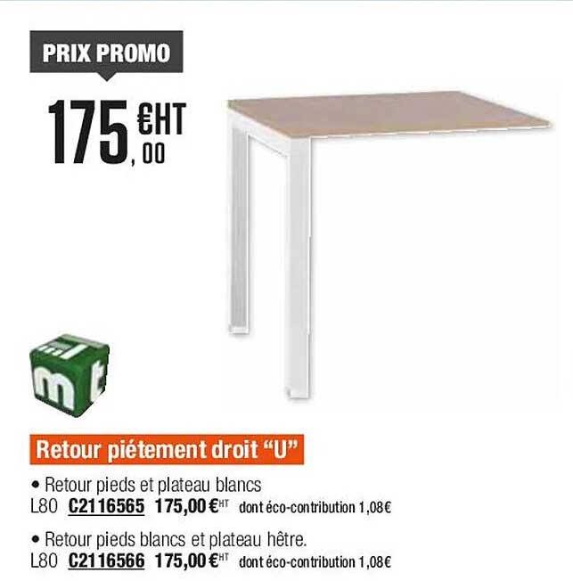 retour piétement droit "u"