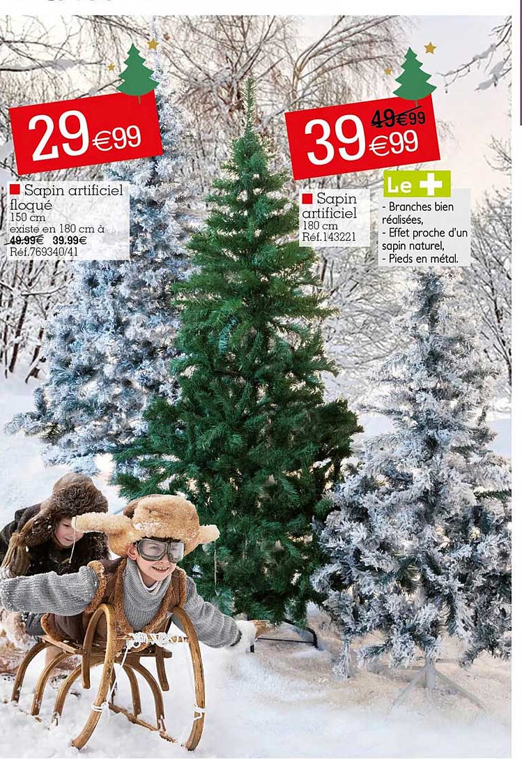 sapin artificiel floqué, sapin artificiel